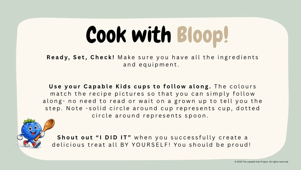 Choc Chip Cookies & Shopping List - kids visual recipe (Digital Download)