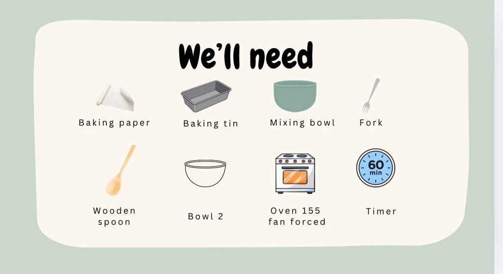 Banana Bread Kids Visual Recipe & Shopping List (Digital Download)