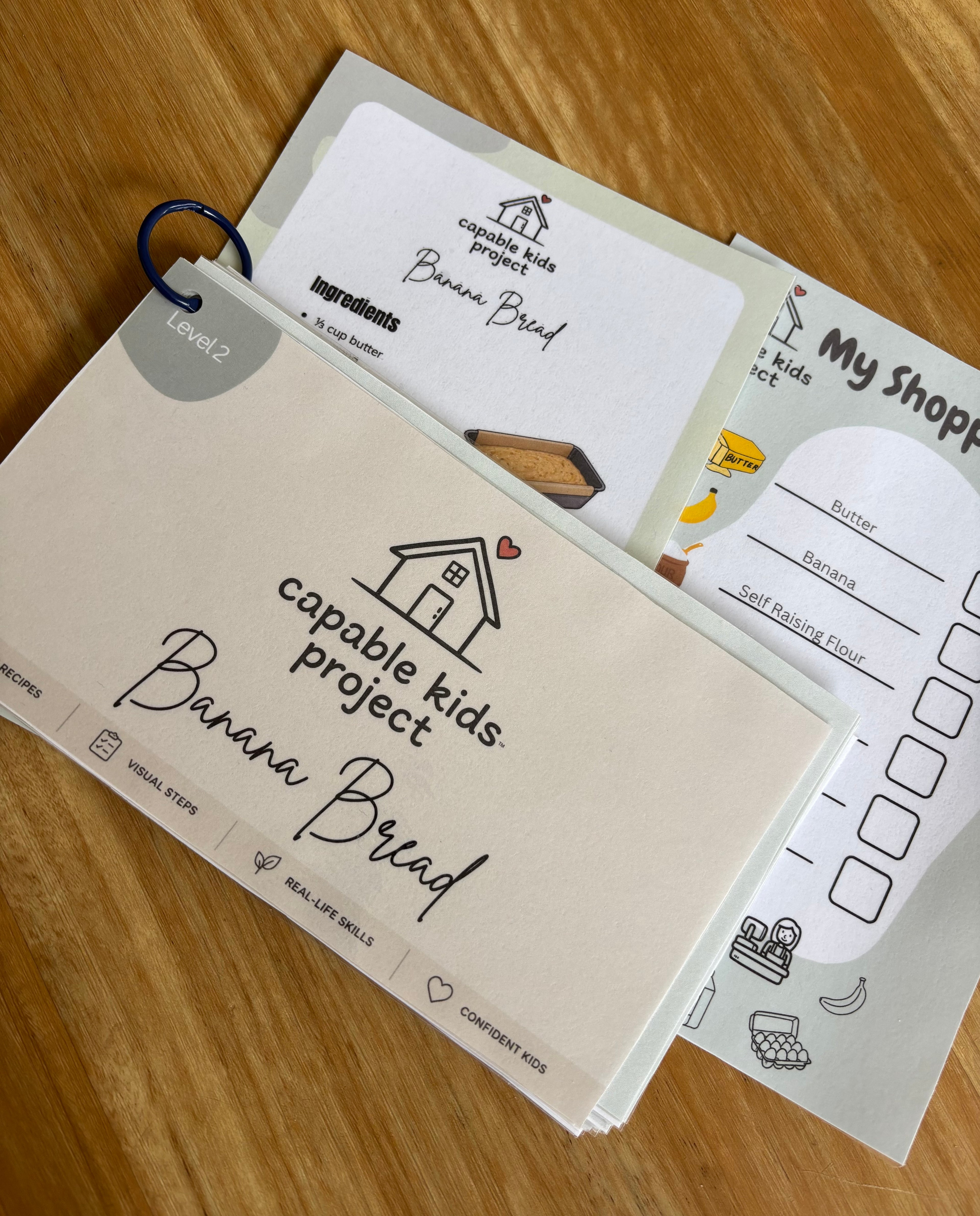 Banana Bread Kids Visual Recipe & Shopping List (Digital Download)