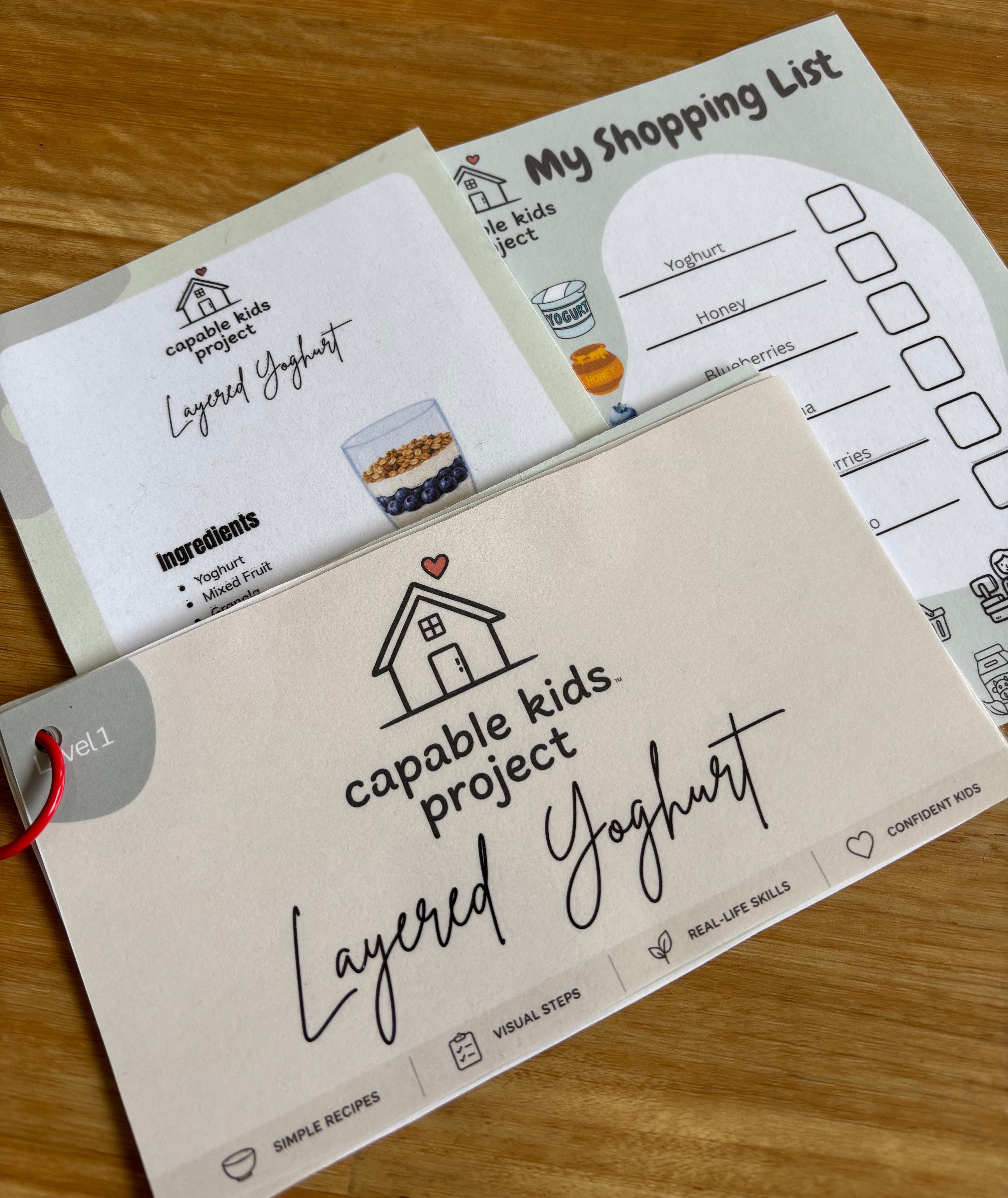 Layered Yoghurt & Shopping List - visual recipe (Digital Download)