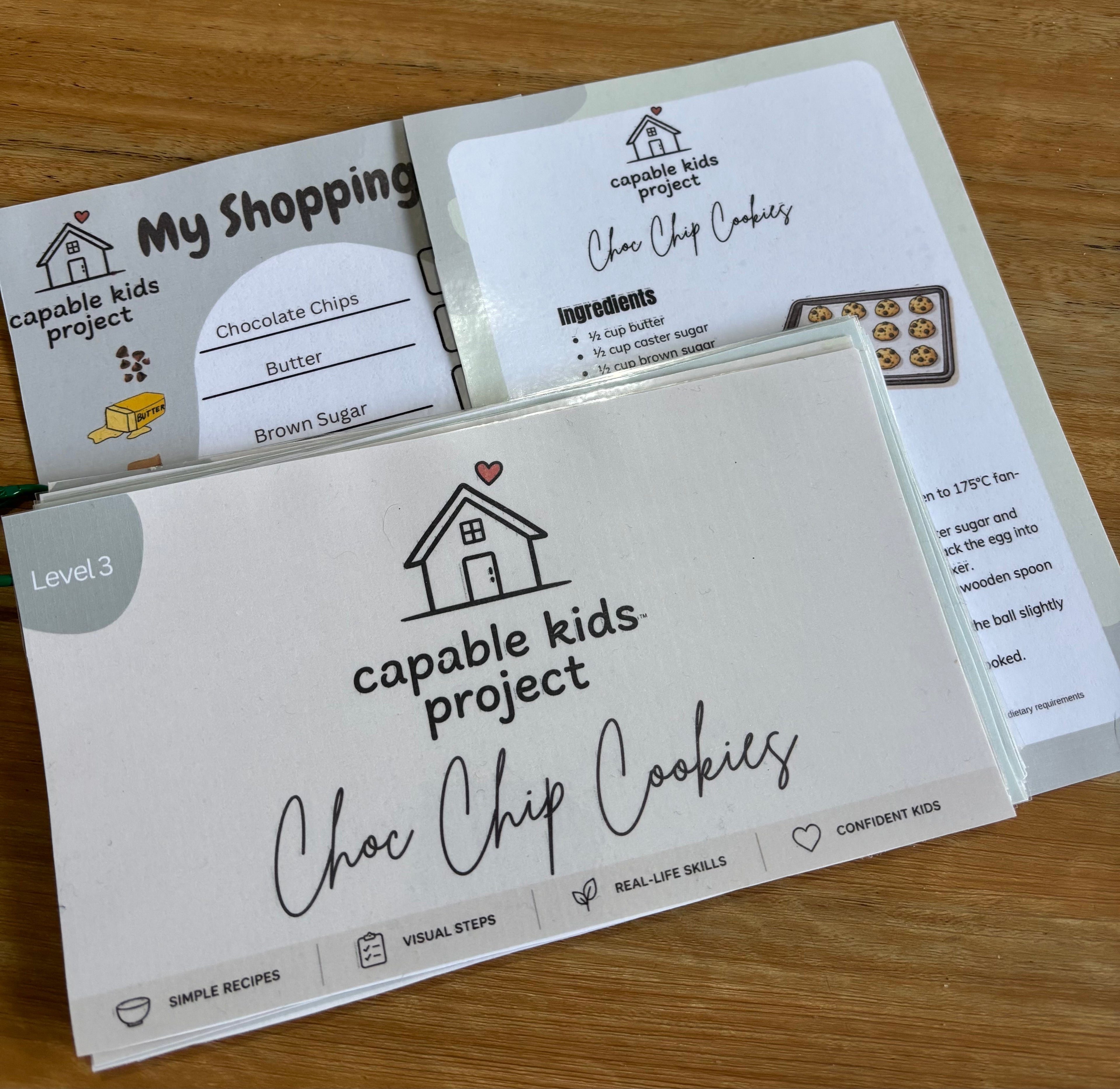 Choc Chip Cookies & Shopping List - kids visual recipe (Digital Download)