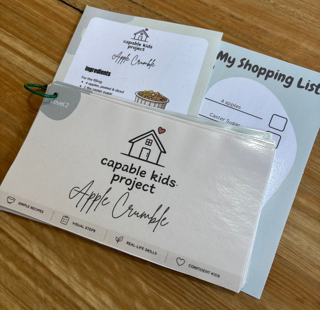 Apple crumble visual recipe & shopping list