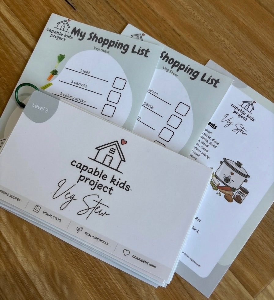 Veg Stew & Shopping List - kids visual recipe (Digital Download)